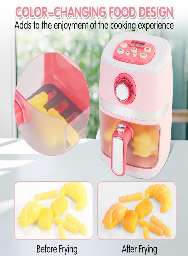 ACROFEK Play Kitchen Accessories, Pretend Kitchen Appliances Set with Toy Air Fryer for Kids with Sound and Lighting, Color-Changing Play Food, Birthday Gift for Boys and Girls Ages 3-5 4-8,Pink - Image 5